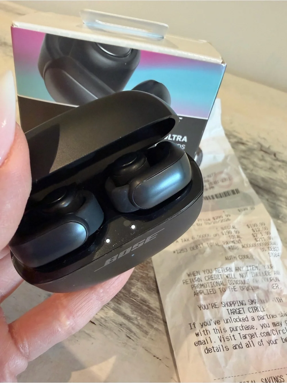 Bose Black Ultra Open Earbuds Charging Case with Retail Box like new black